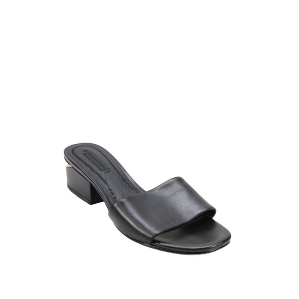 Alexander Wang Womens Leather Open Toe Sculpted Block Heels Shoes Black Sz 7